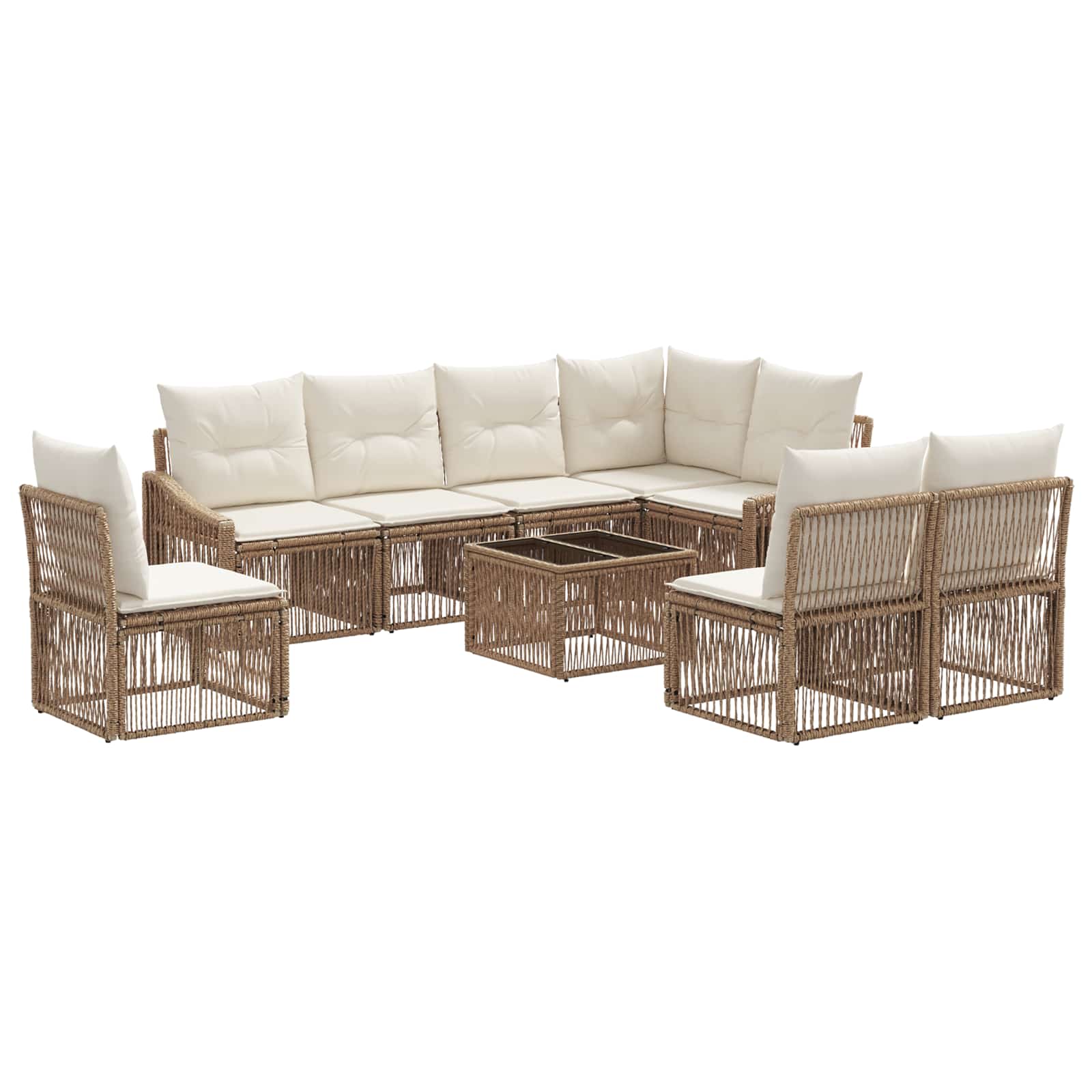 Set Divano da Giardino 9 pcs Beige polyrattan | homemem39