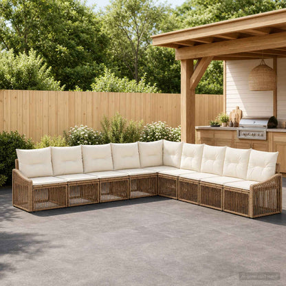 Set Divano da Giardino 9 pcs Beige polyrattan | homemem39