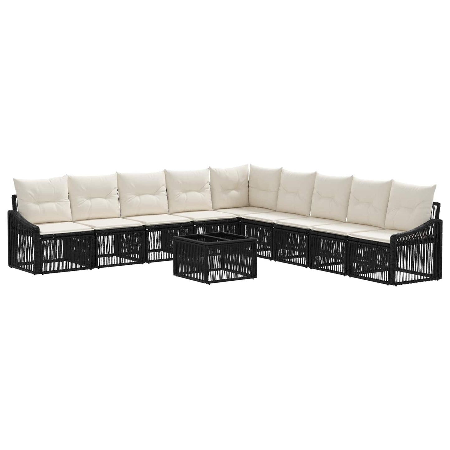 Set Divano da Giardino 10 pcs Nero polyrattan | homemem39