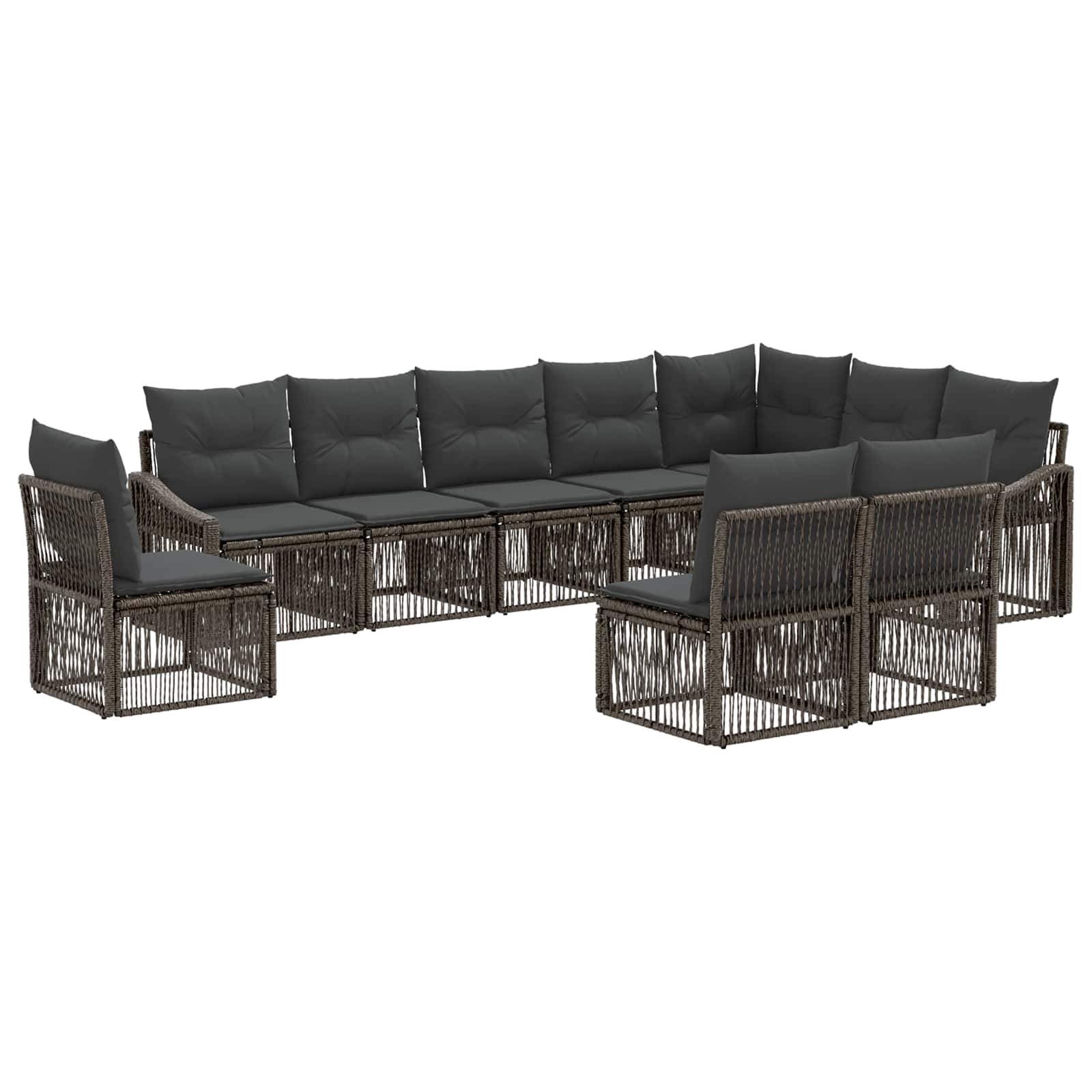 Set Divano da Giardino 10 pcs Grigio polyrattan | homemem39