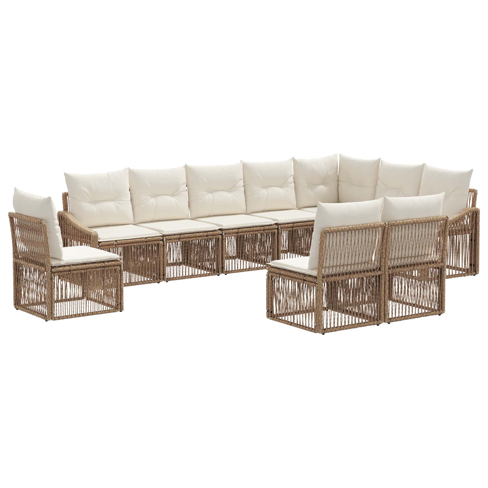 Set Divano da Giardino 10 pcs Beige polyrattan | homemem39