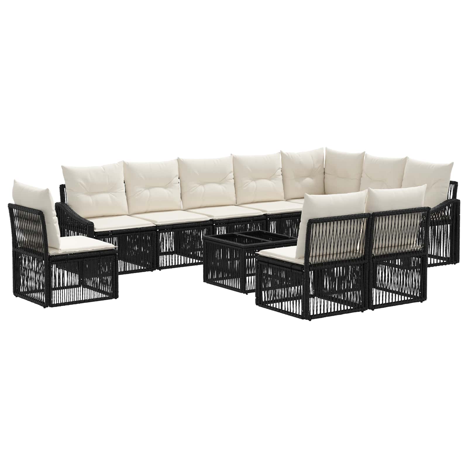 Set Divano da Giardino 11 pcs Nero polyrattan | homemem39