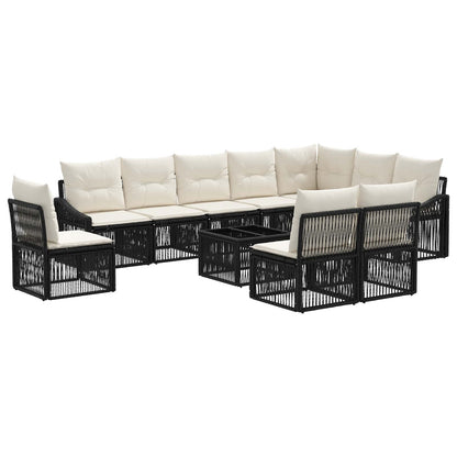 Set Divano da Giardino 11 pcs Nero polyrattan | homemem39