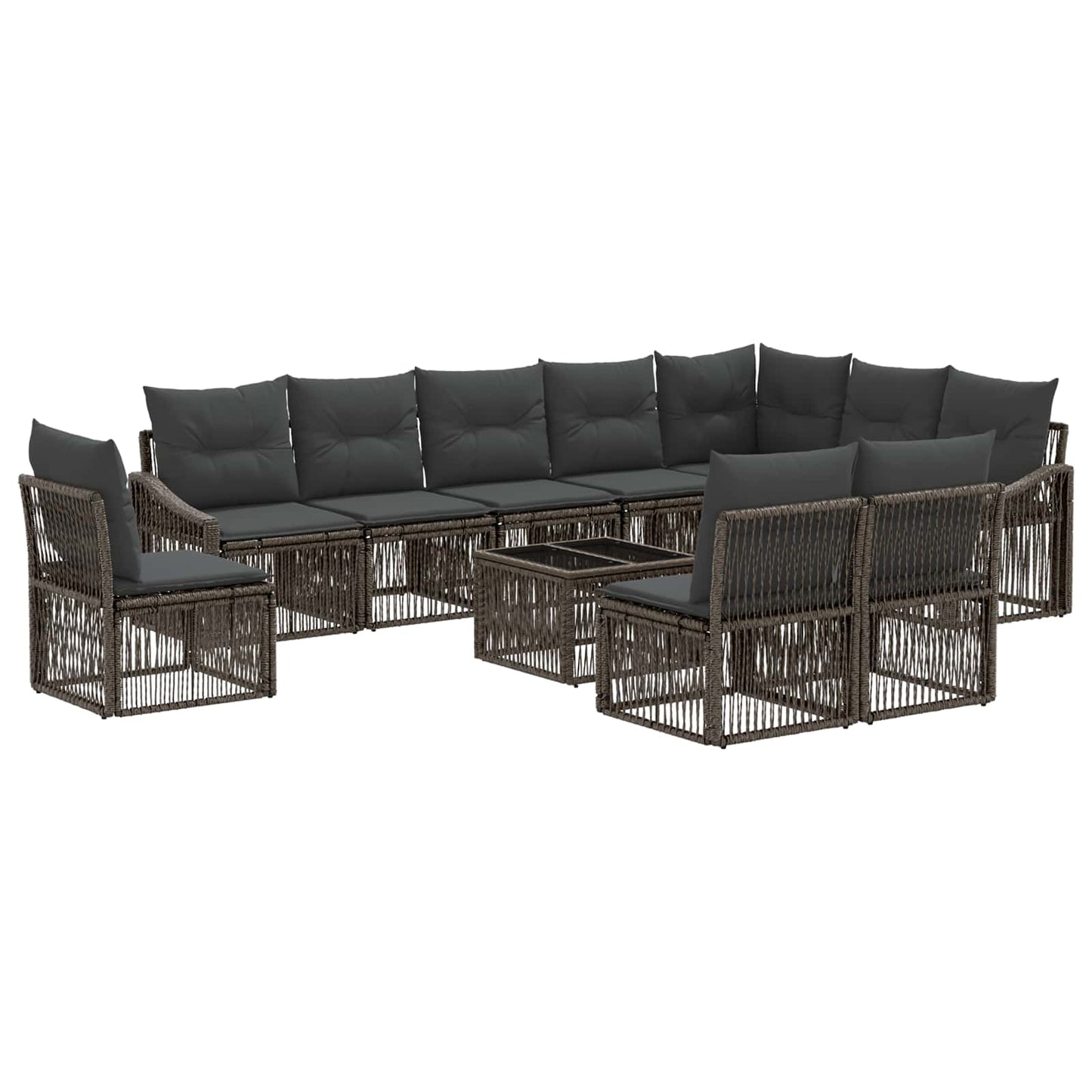 Set Divano da Giardino 11 pcs Grigio polyrattan | homemem39