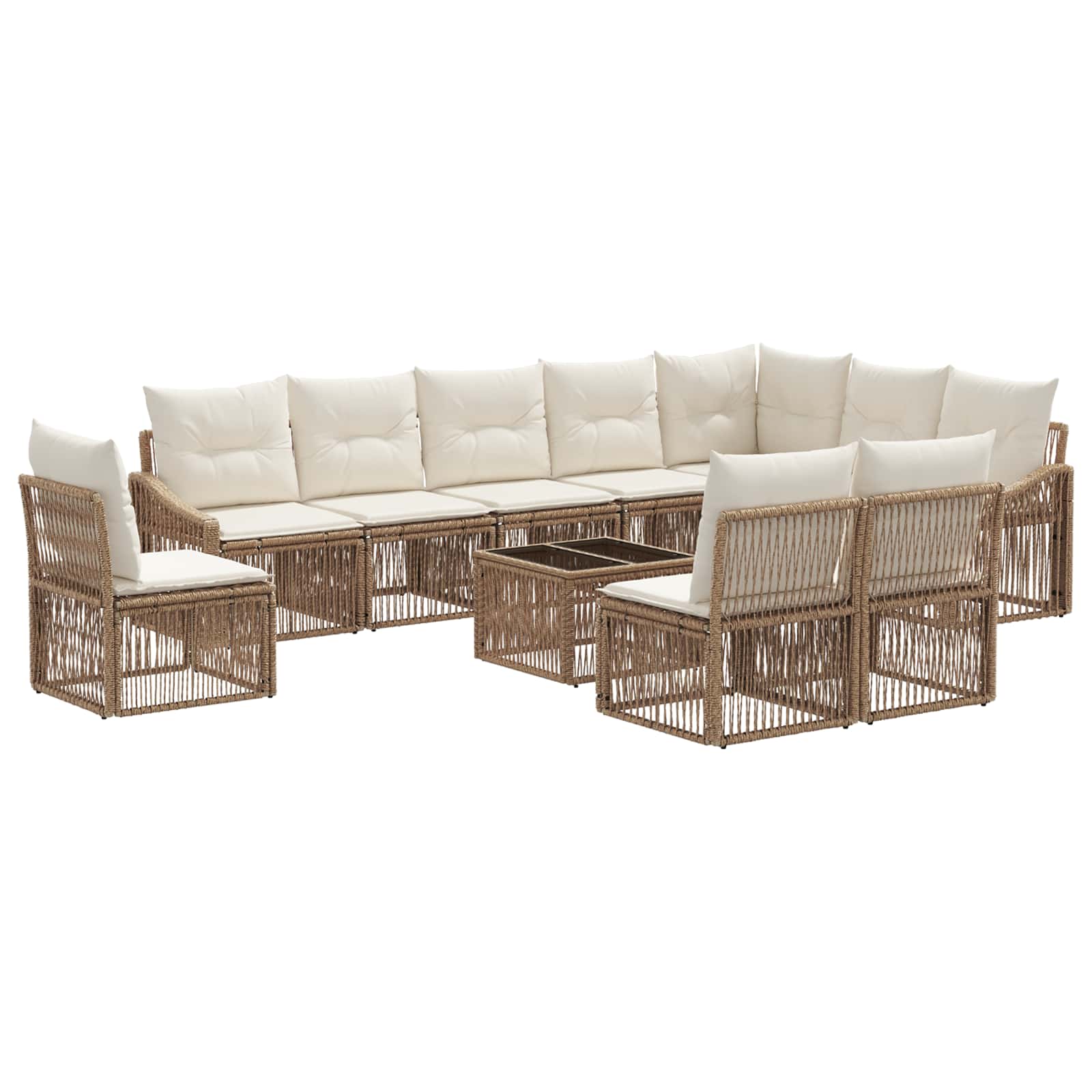 Set Divano da Giardino 11 pcs Beige polyrattan | homemem39