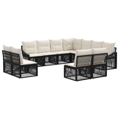 Set Divano da Giardino 11 pcs Nero polyrattan | homemem39
