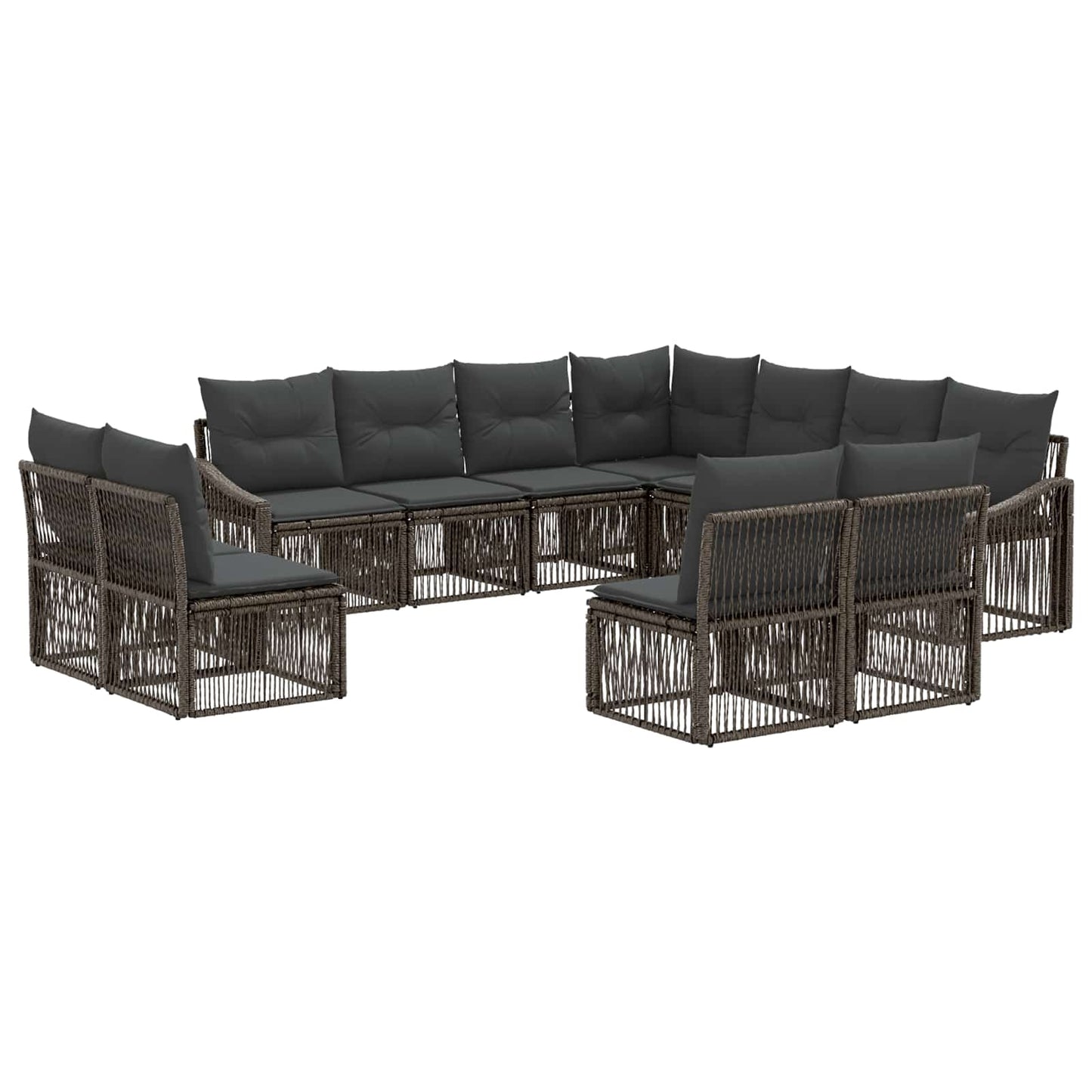 Set Divano da Giardino 11 pcs Grigio polyrattan | homemem39
