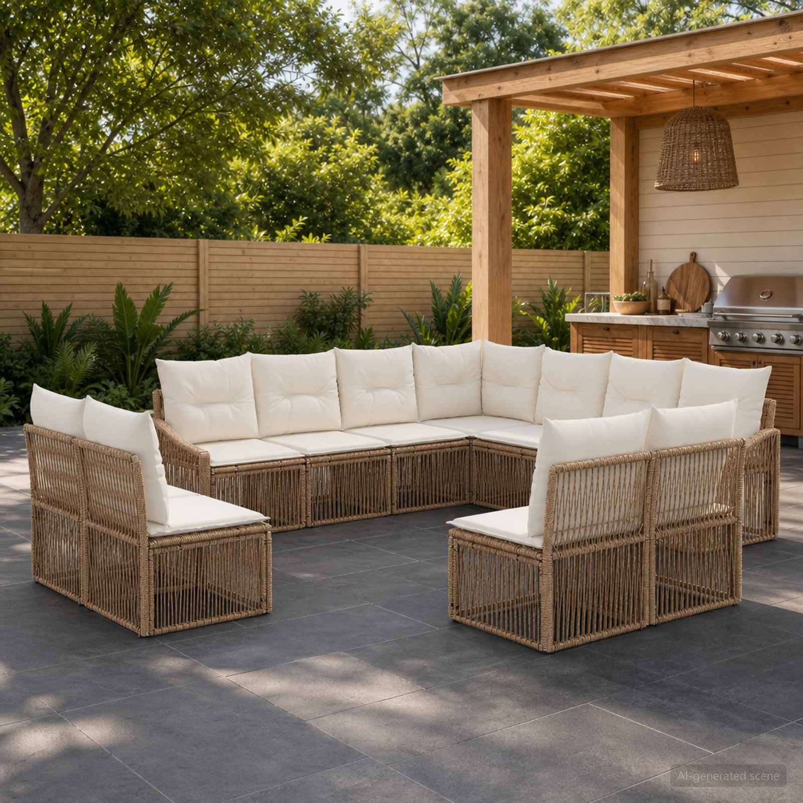 Set Divano da Giardino 11 pcs Beige polyrattan | homemem39