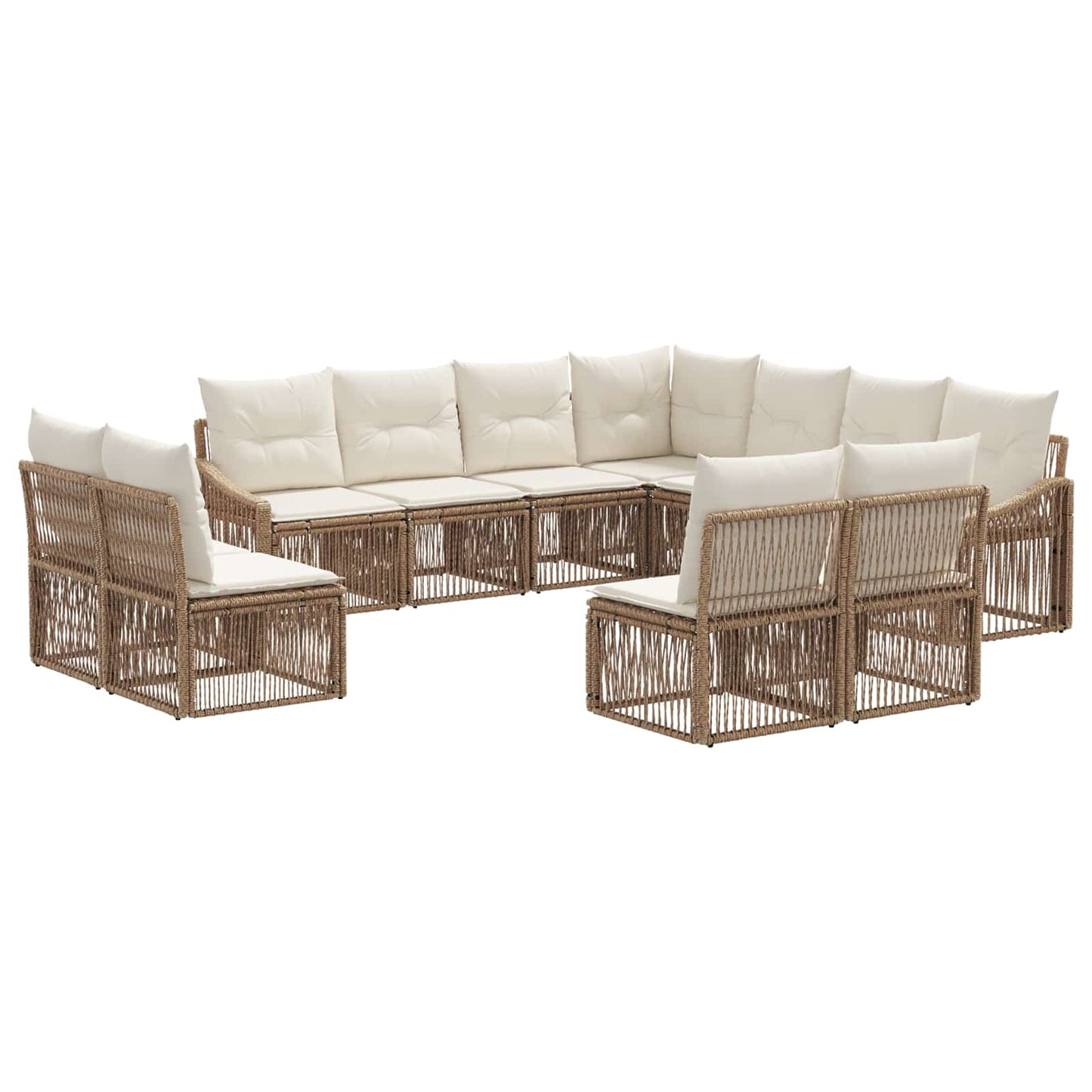 Set Divano da Giardino 11 pcs Beige polyrattan | homemem39