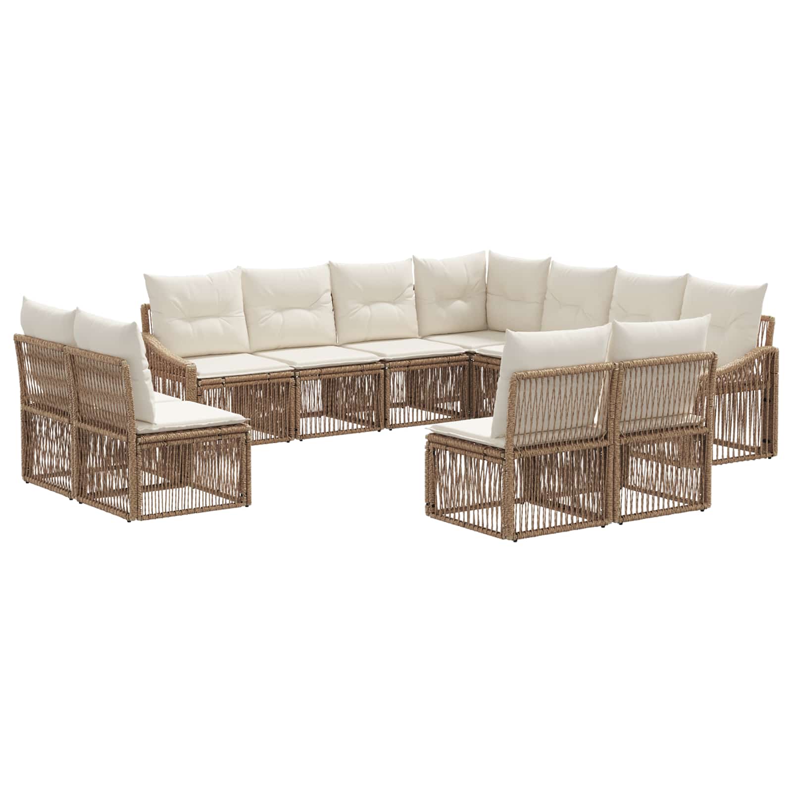 Set Divano da Giardino 11 pcs Beige polyrattan | homemem39