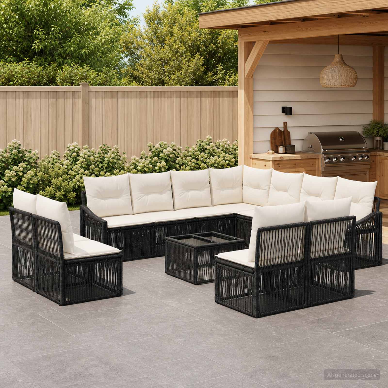 Set Divano da Giardino 12 pcs Nero polyrattan | homemem39