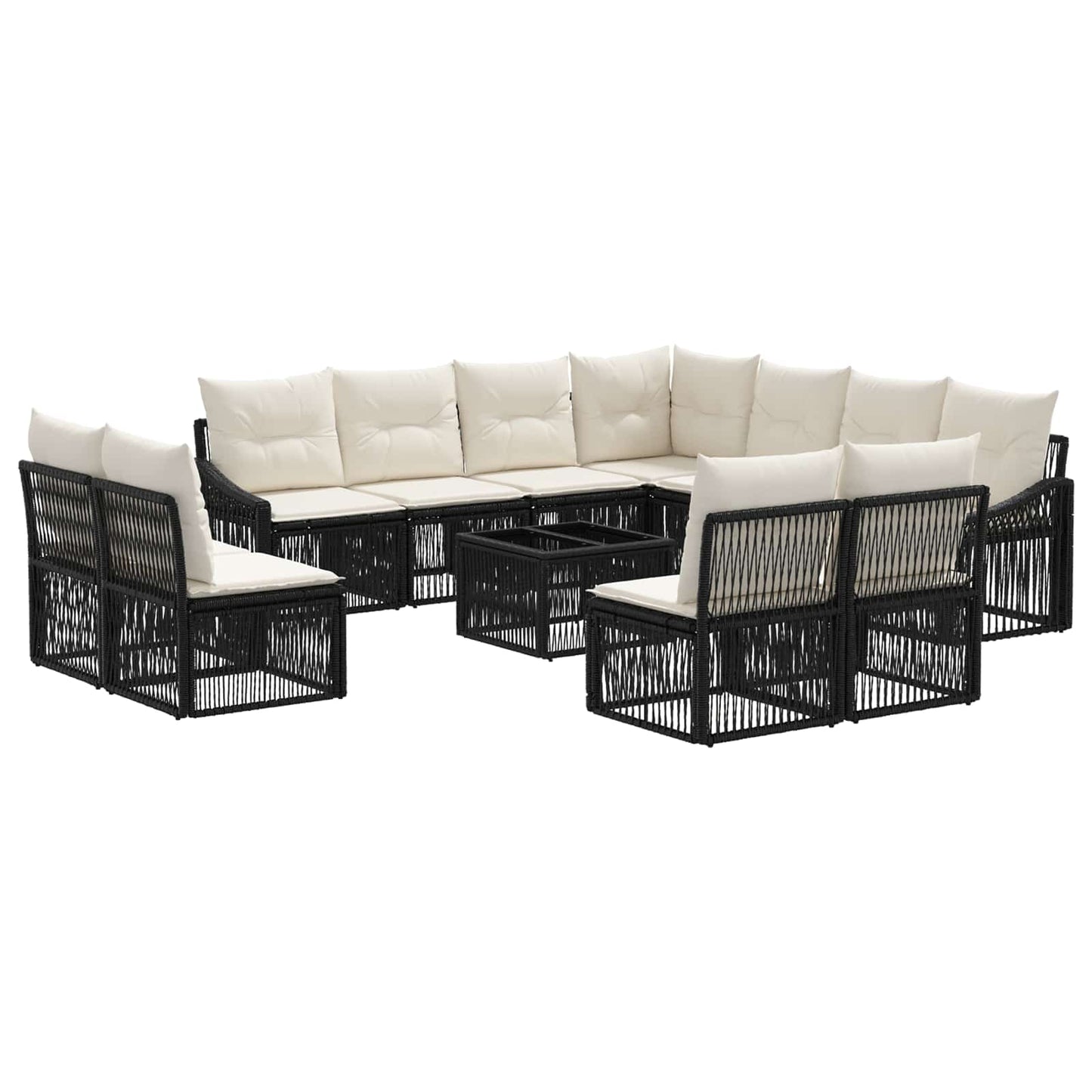 Set Divano da Giardino 12 pcs Nero polyrattan | homemem39