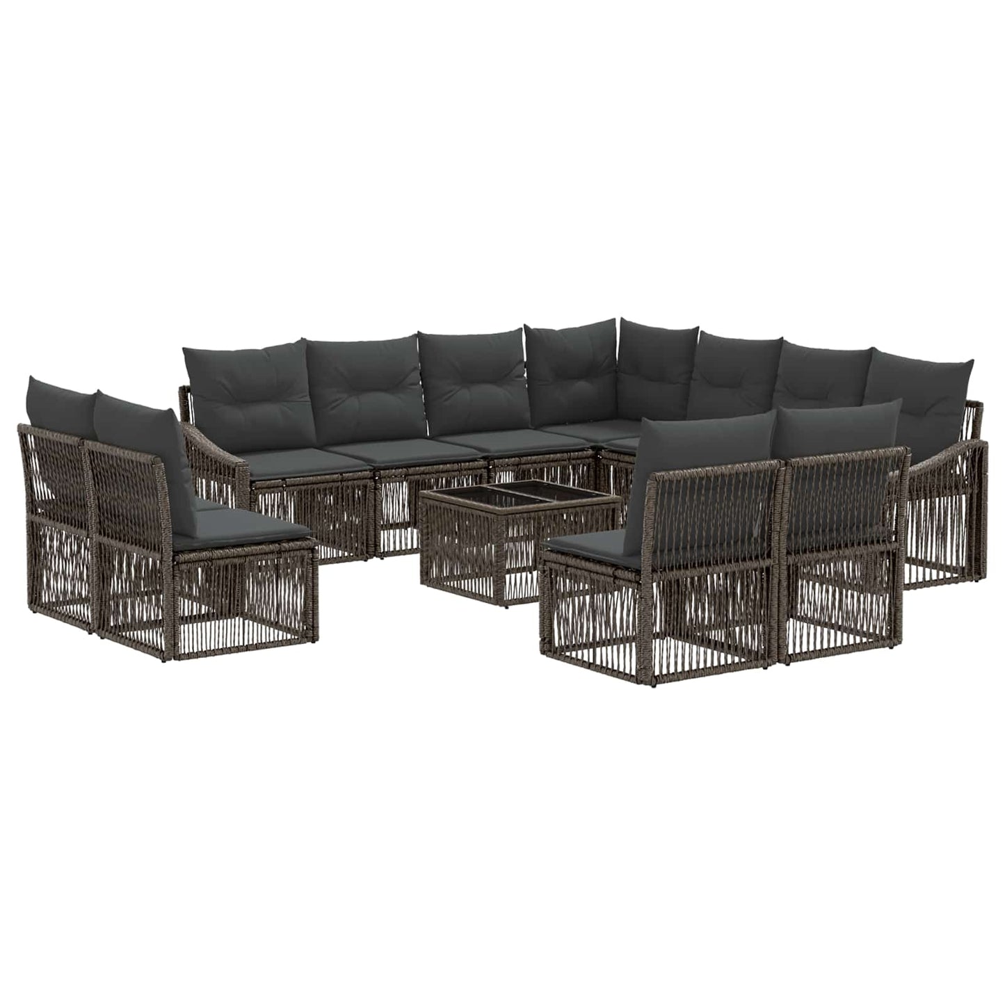 Set Divano da Giardino 12 pcs Grigio polyrattan | homemem39