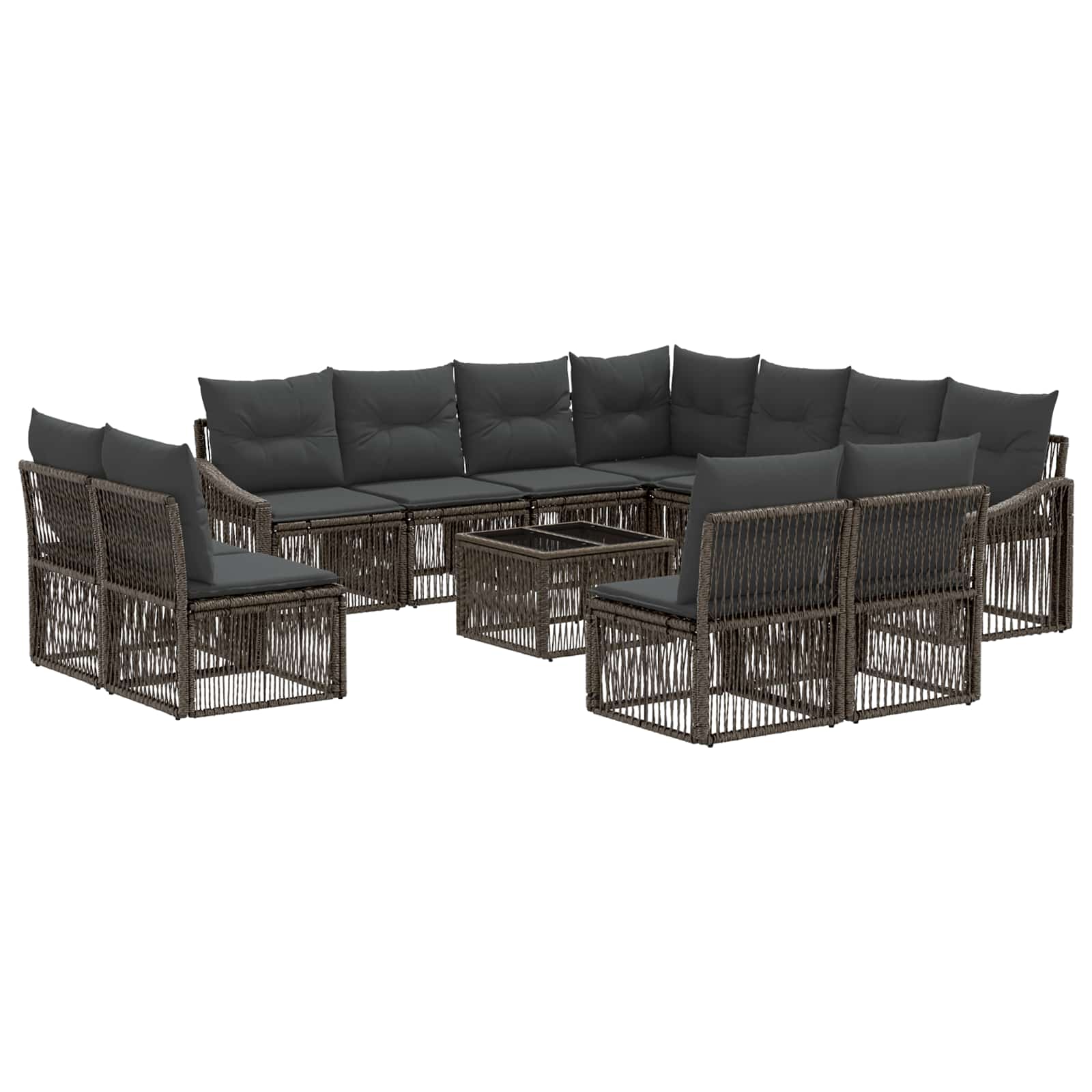 Set Divano da Giardino 12 pcs Grigio polyrattan | homemem39