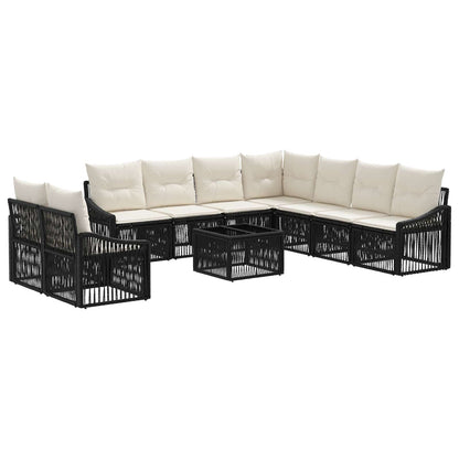 Set Divano da Giardino 10 pcs Nero polyrattan | homemem39