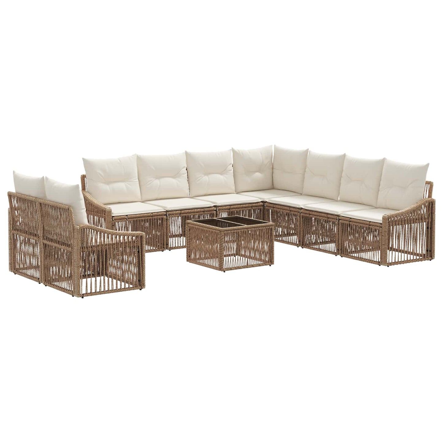 Set Divano da Giardino 10 pcs Beige polyrattan | homemem39