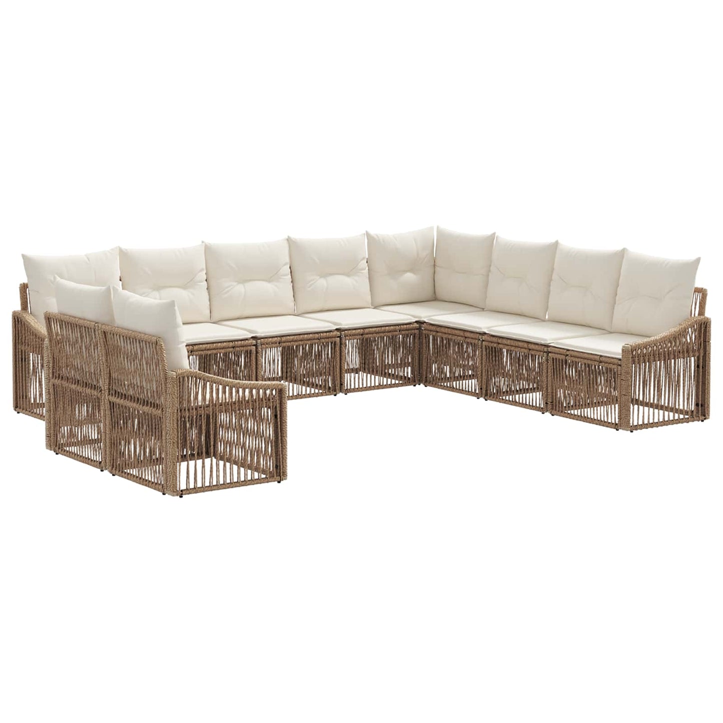 Set Divano da Giardino 10 pcs Beige polyrattan | homemem39