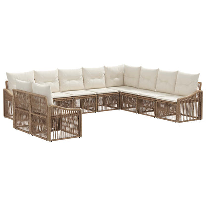 Set Divano da Giardino 10 pcs Beige polyrattan | homemem39