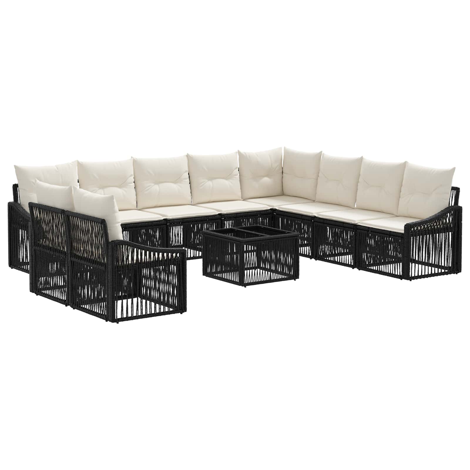Set Divano da Giardino 11 pcs Nero polyrattan | homemem39