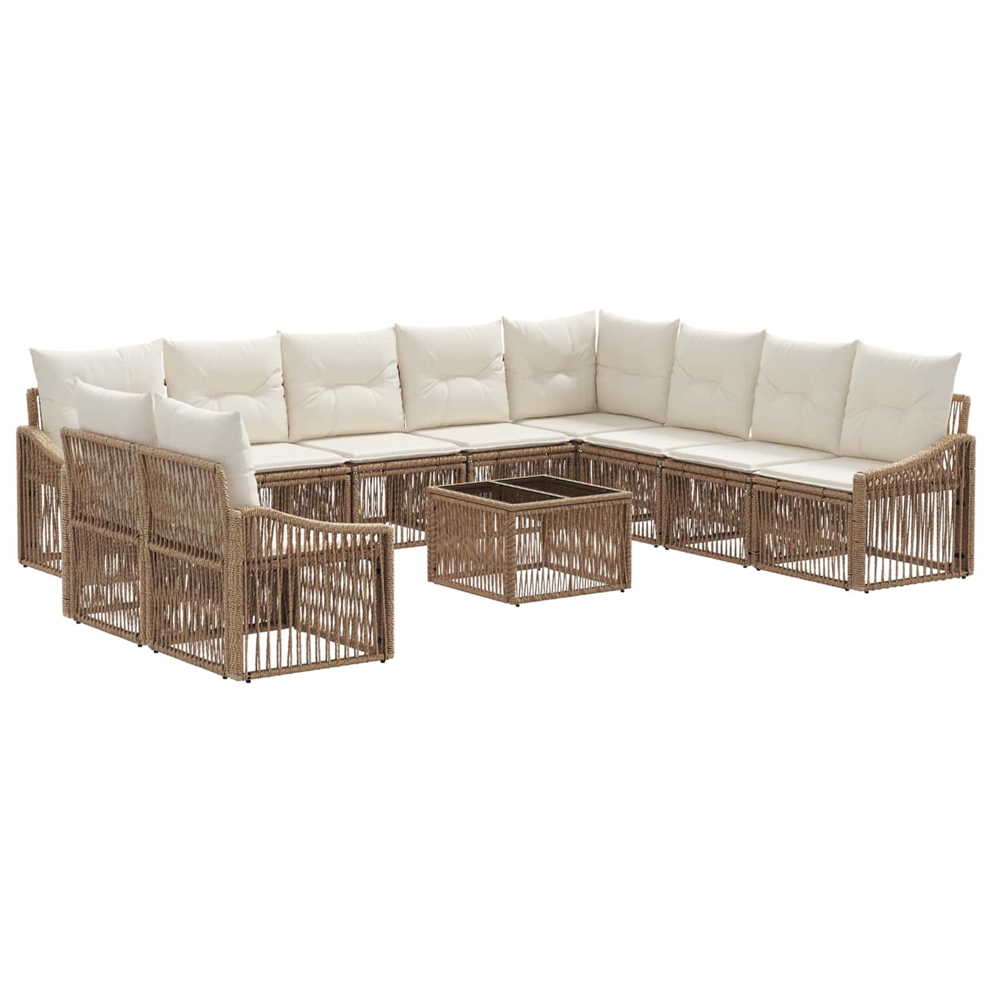 Set Divano da Giardino 11 pcs Beige polyrattan | homemem39