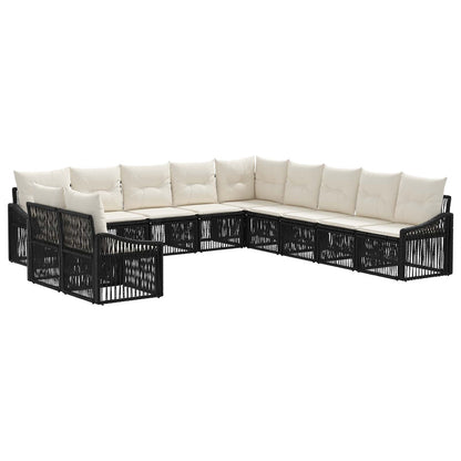 Set Divano da Giardino 11 pcs Nero polyrattan | homemem39