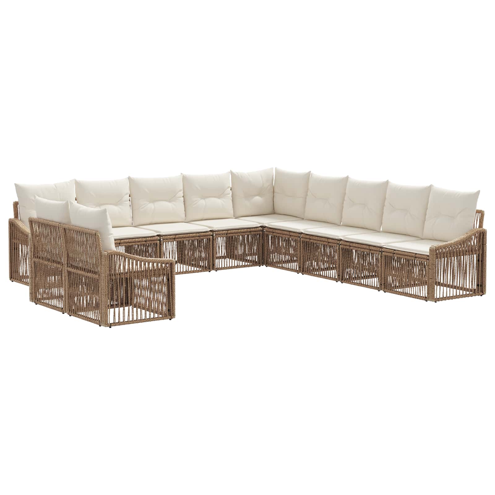 Set Divano da Giardino 11 pcs Beige polyrattan | homemem39