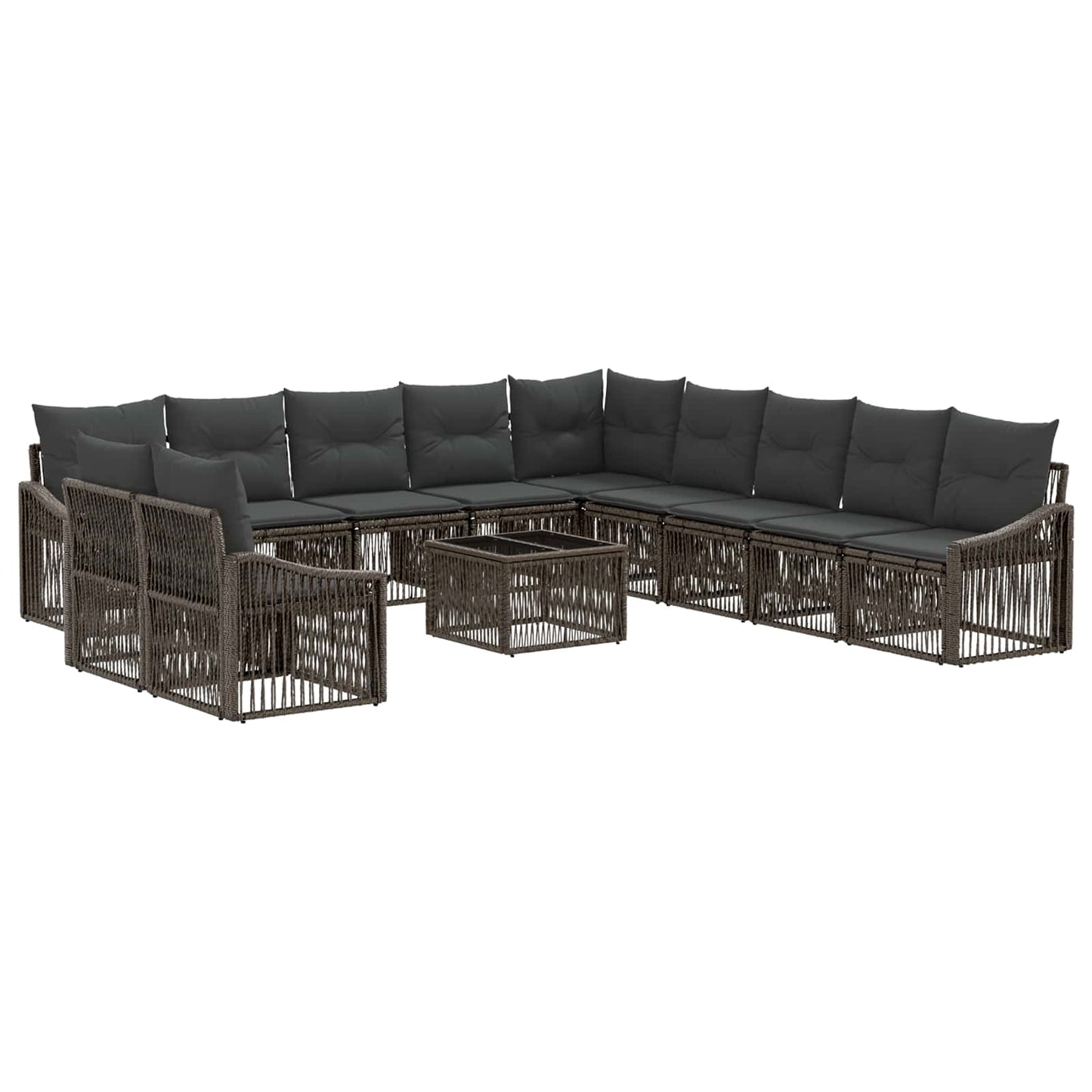 Set Divano da Giardino 12 pcs Grigio polyrattan