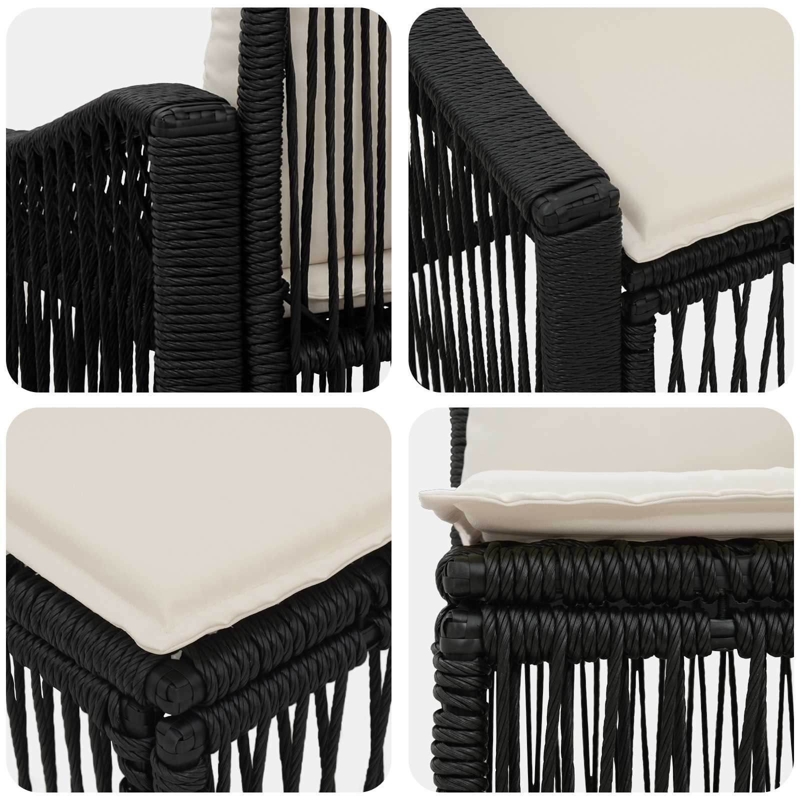 Set Divano da Giardino 7 pz 7-Numero di posti Nero polyrattan | homemem39