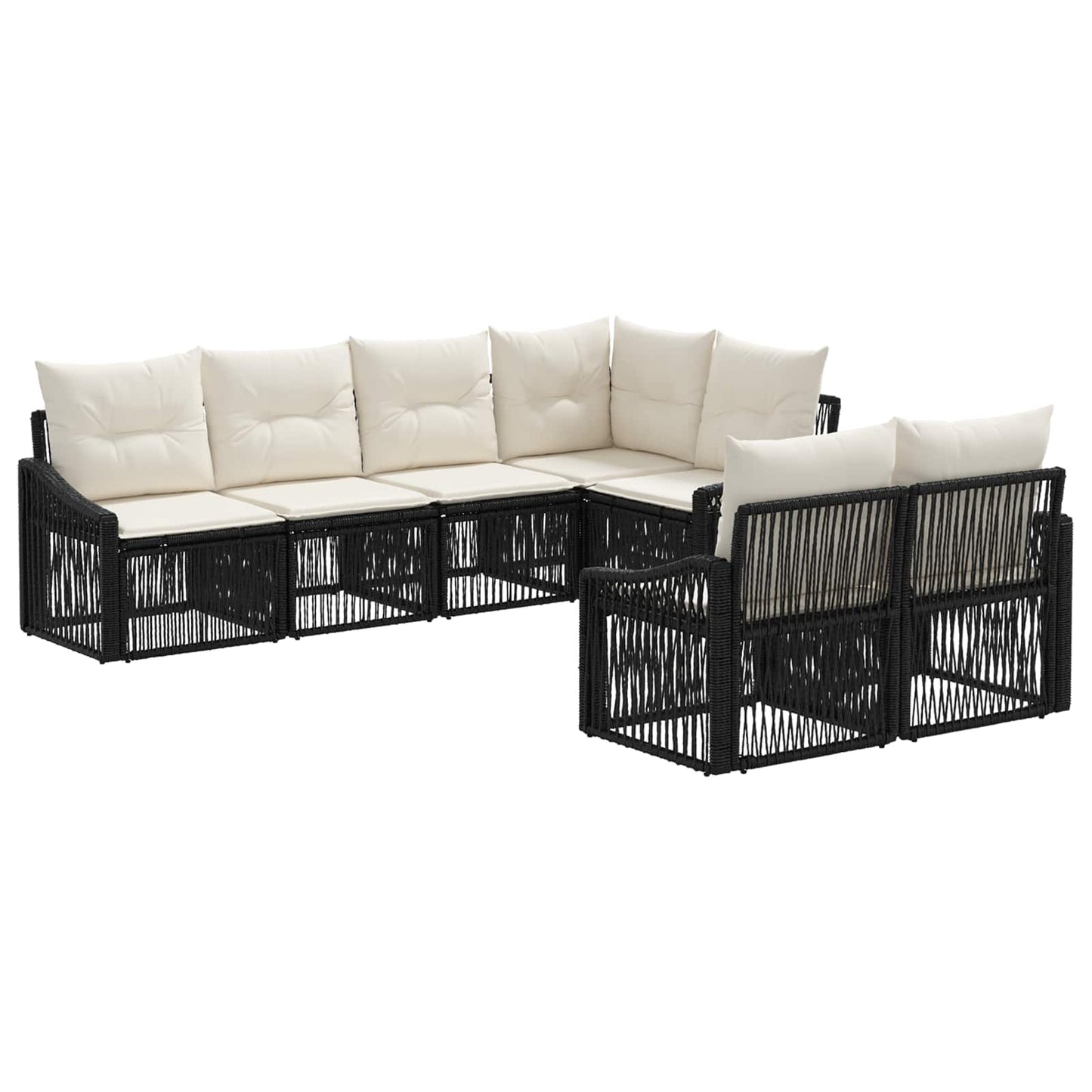 Set Divano da Giardino 7 pz 7-Numero di posti Nero polyrattan | homemem39