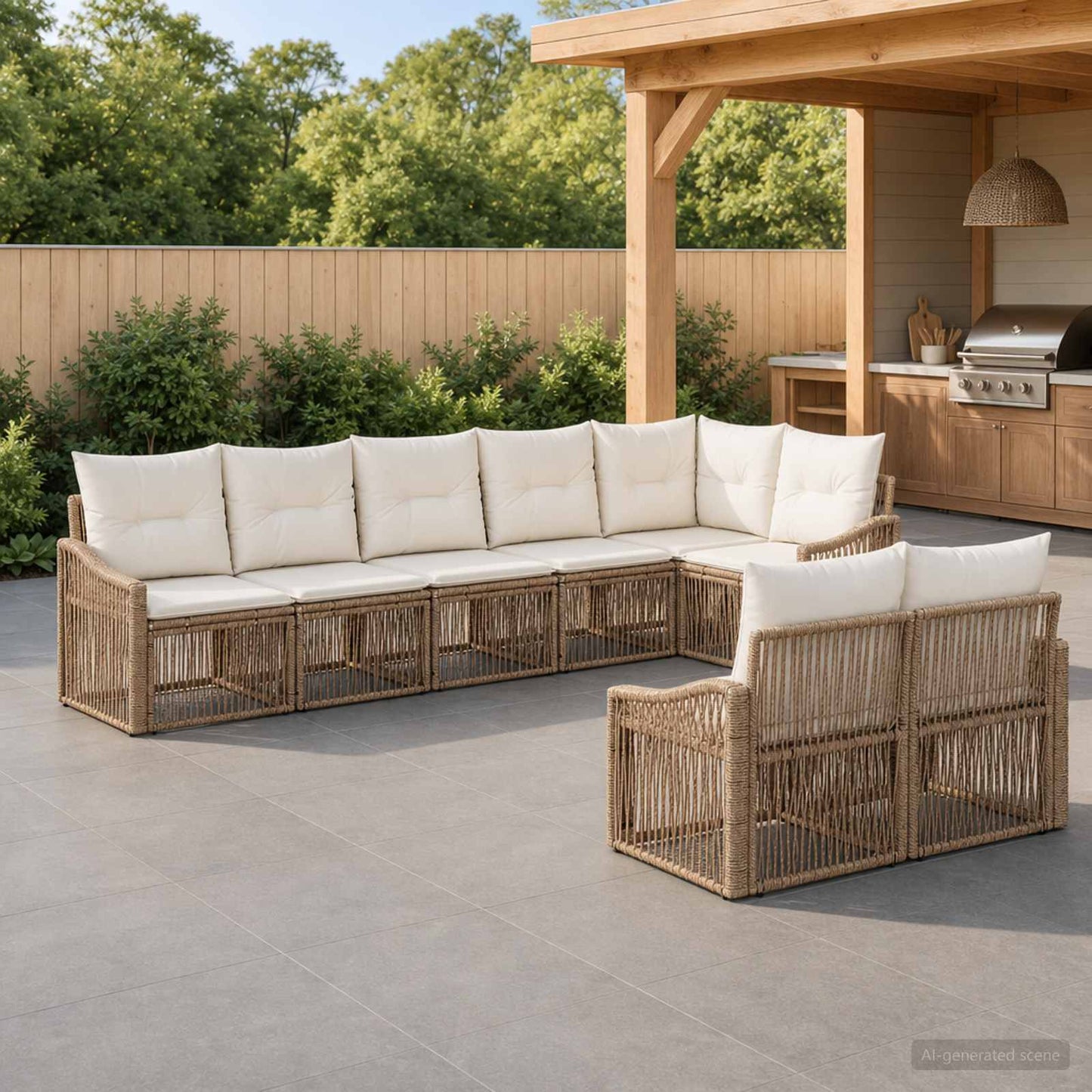 Set Divano da Giardino 8 pcs Beige polyrattan | homemem39