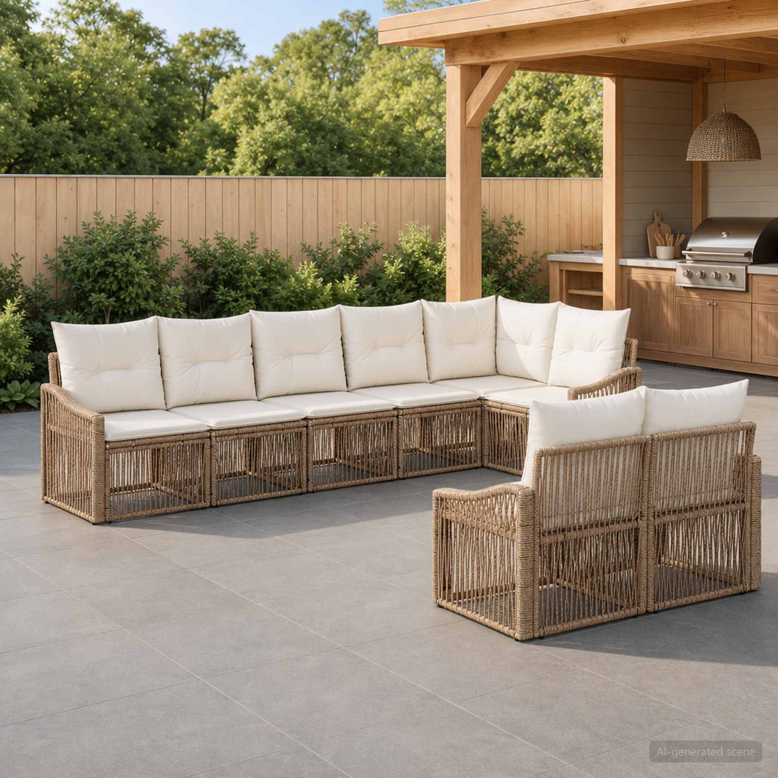 Set Divano da Giardino 8 pcs Beige polyrattan | homemem39