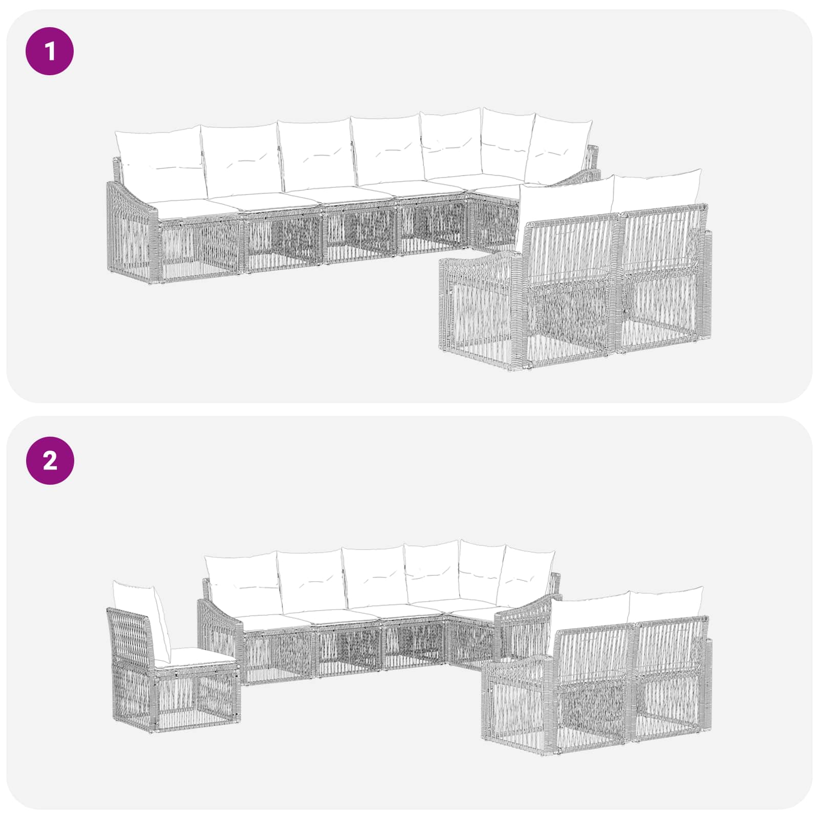 Set Divano da Giardino 8 pcs Beige polyrattan | homemem39