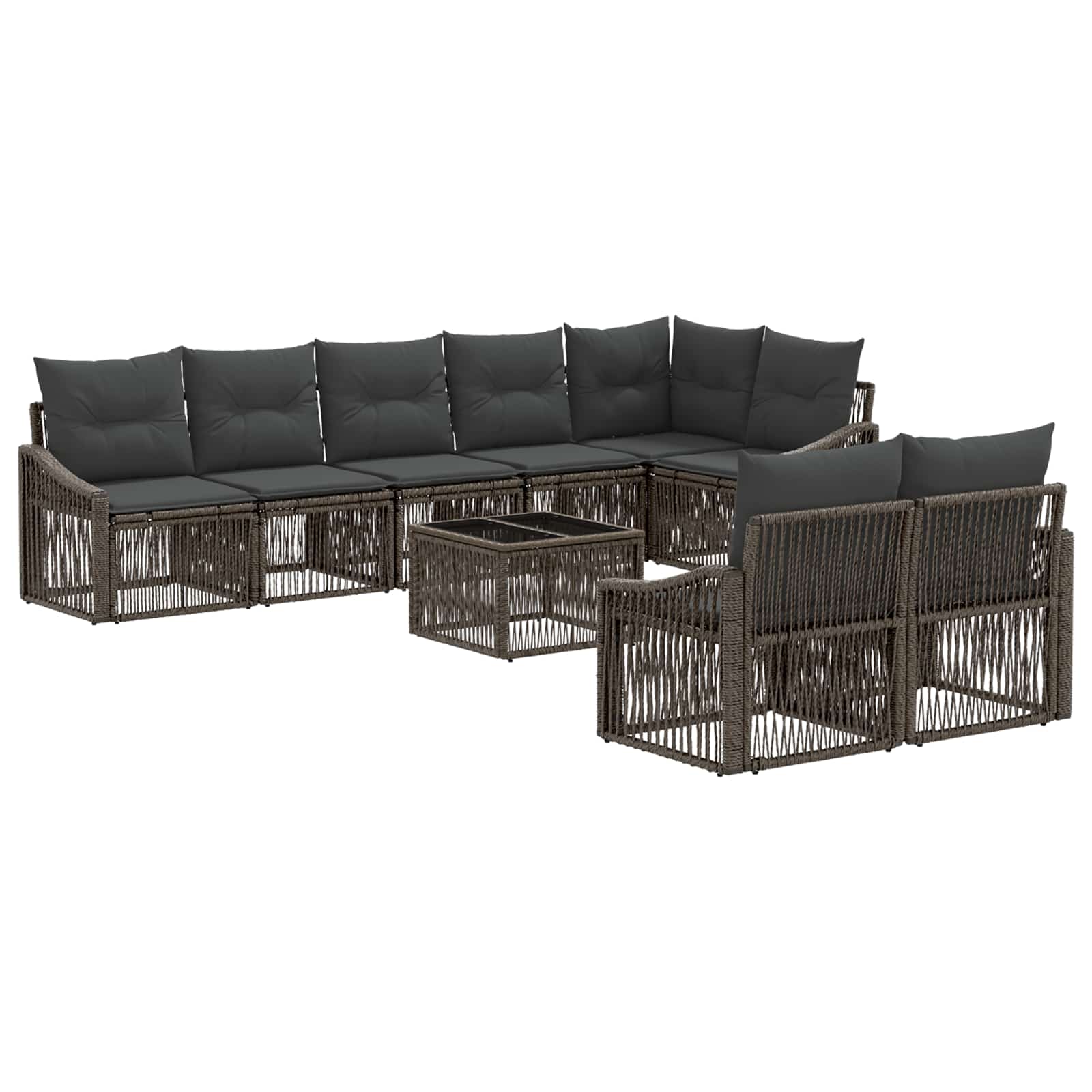 Set Divano da Giardino 9 pcs Grigio polyrattan | homemem39