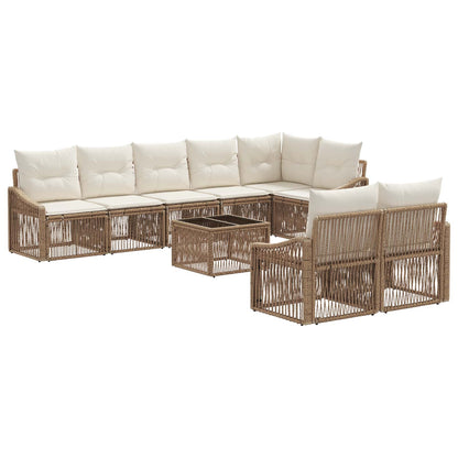Set Divano da Giardino 9 pcs Beige polyrattan | homemem39