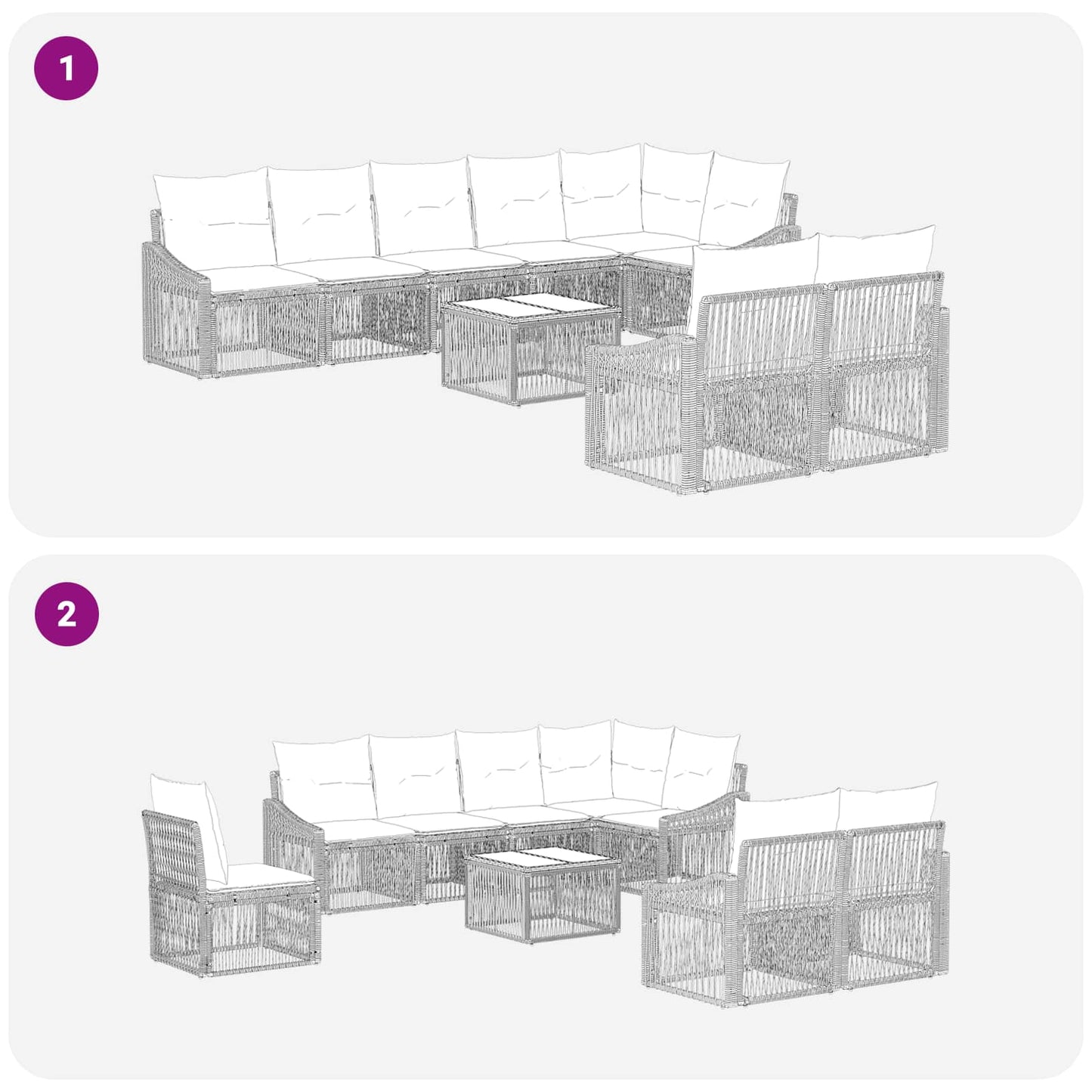 Set Divano da Giardino 9 pcs Beige polyrattan | homemem39