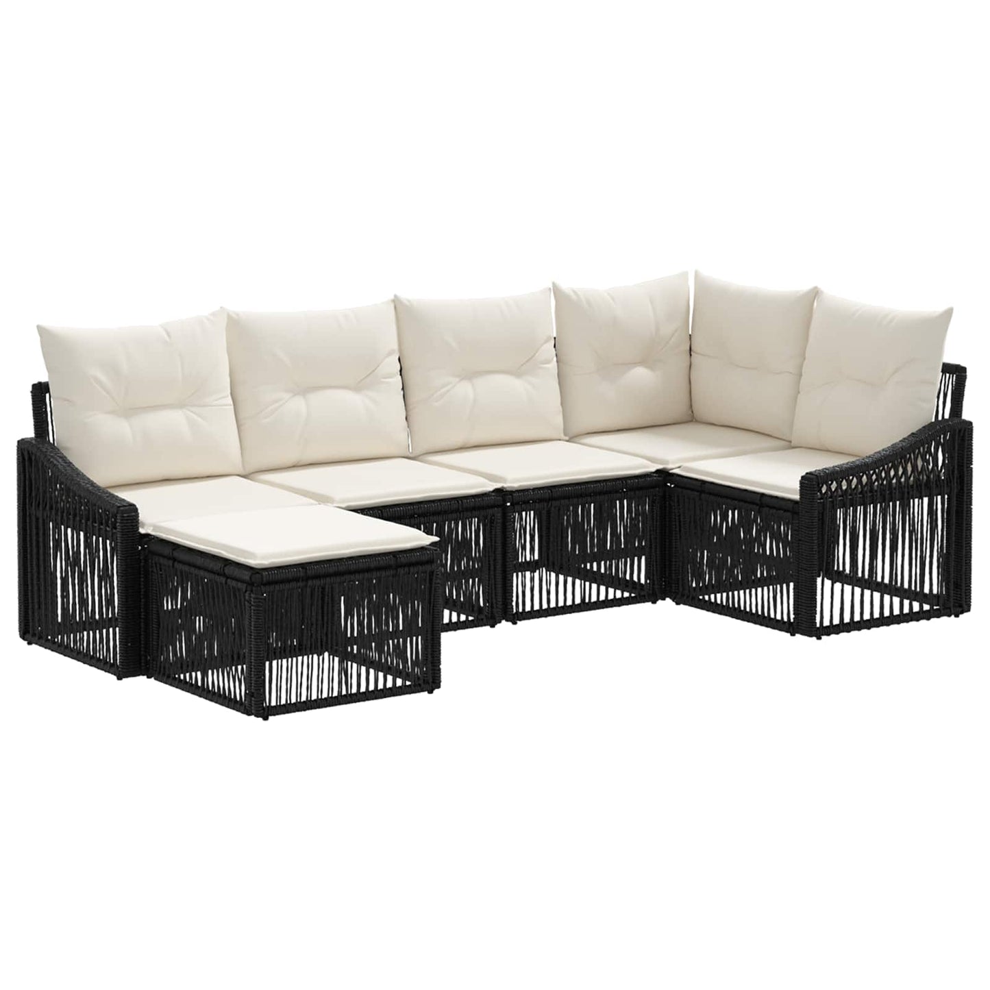 Set Divano da Giardino 6 pcs Nero polyrattan | homemem39