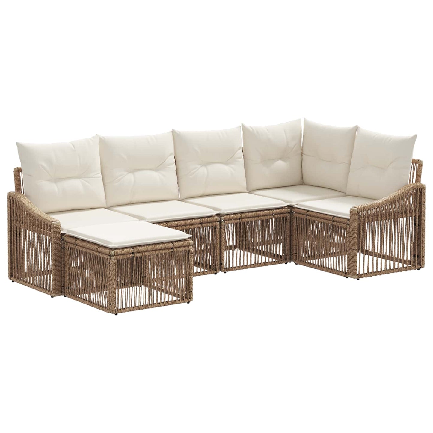 Set Divano da Giardino 6 pcs Beige polyrattan | homemem39