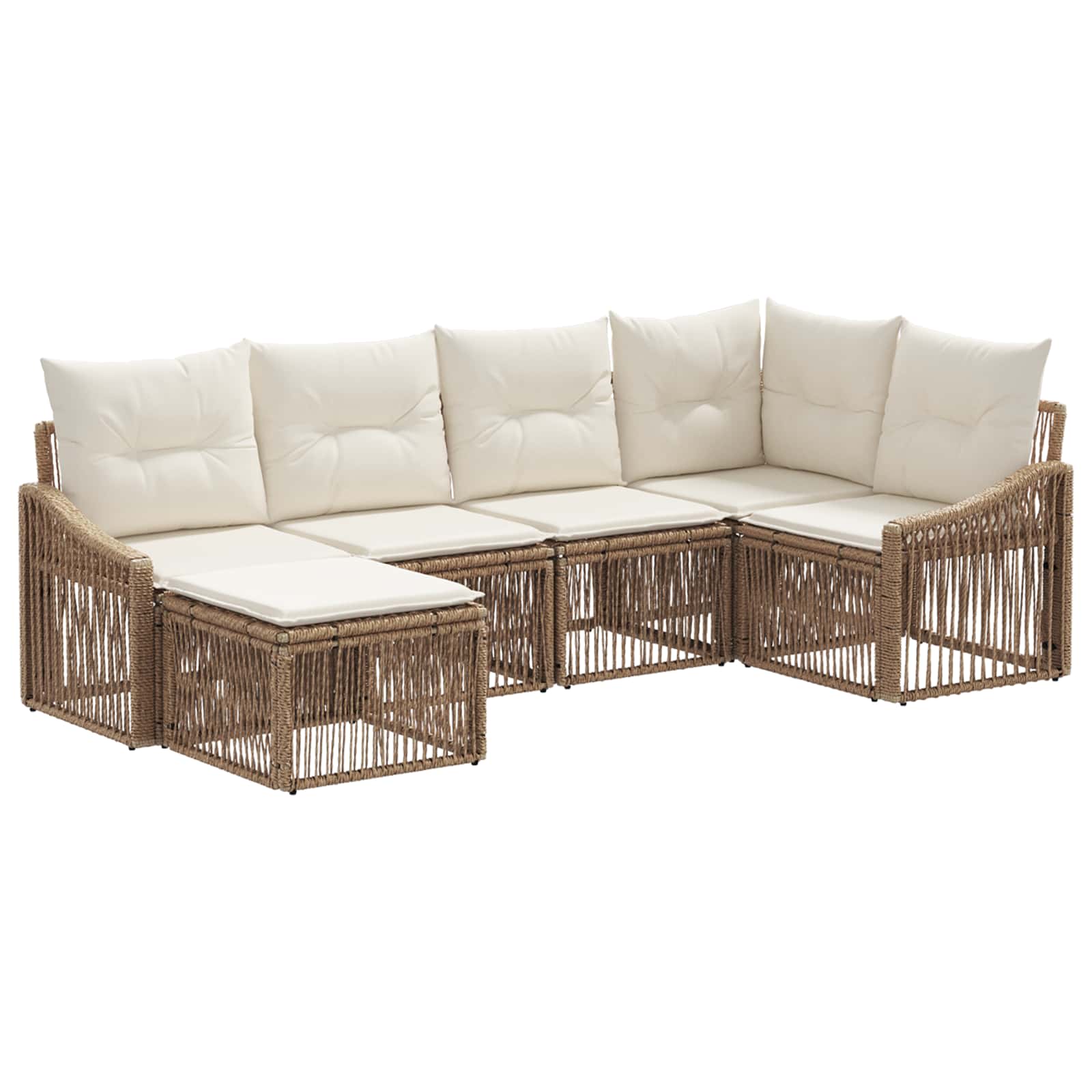 Set Divano da Giardino 6 pcs Beige polyrattan | homemem39
