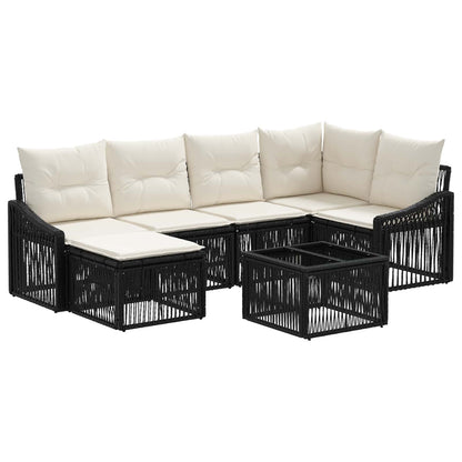 Set Divano da Giardino 7 pcs Nero polyrattan | homemem39