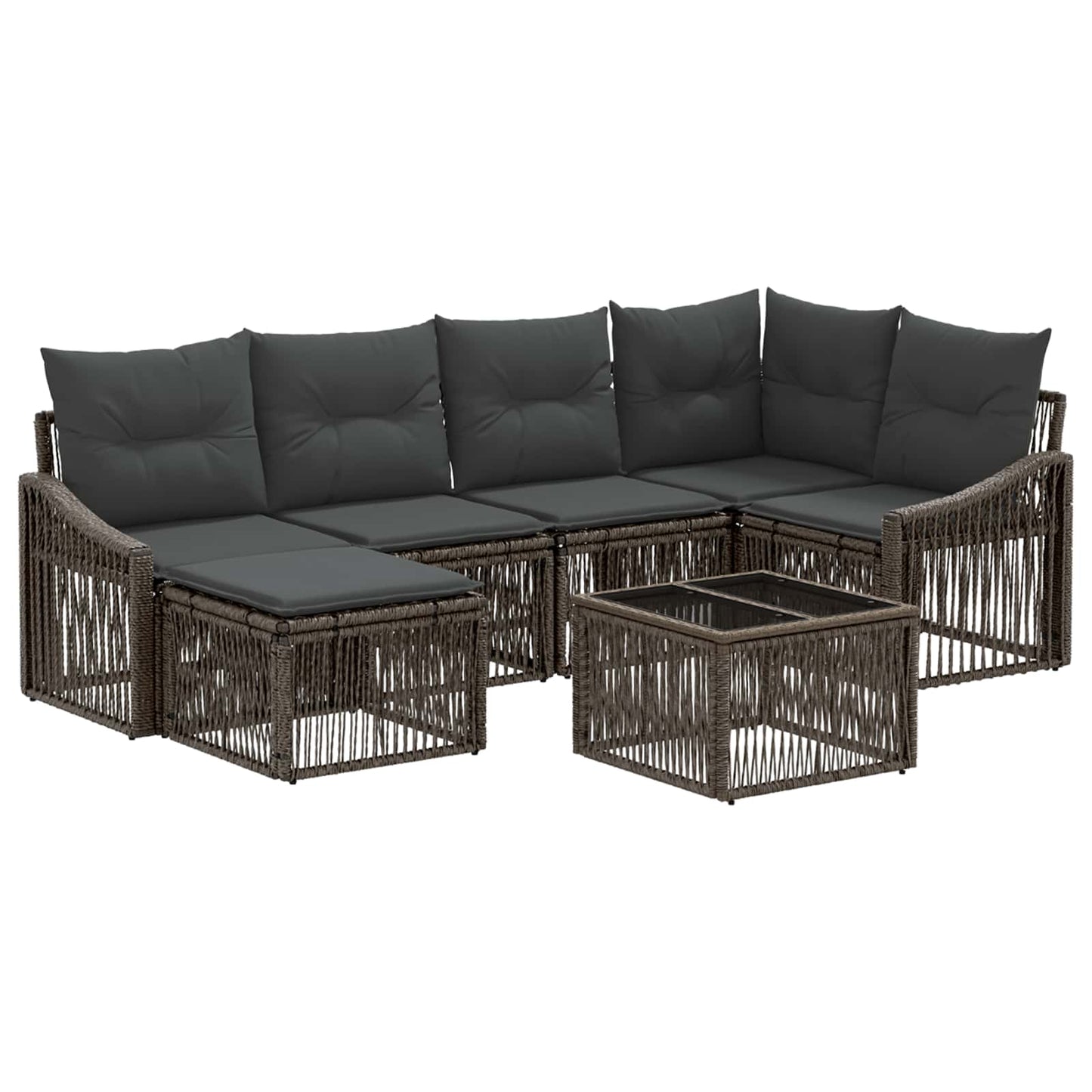 Set Divano da Giardino 7 pcs Grigio polyrattan | homemem39