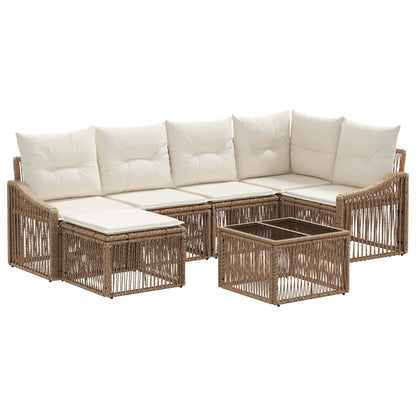 Set Divano da Giardino 7 pcs Beige polyrattan | homemem39