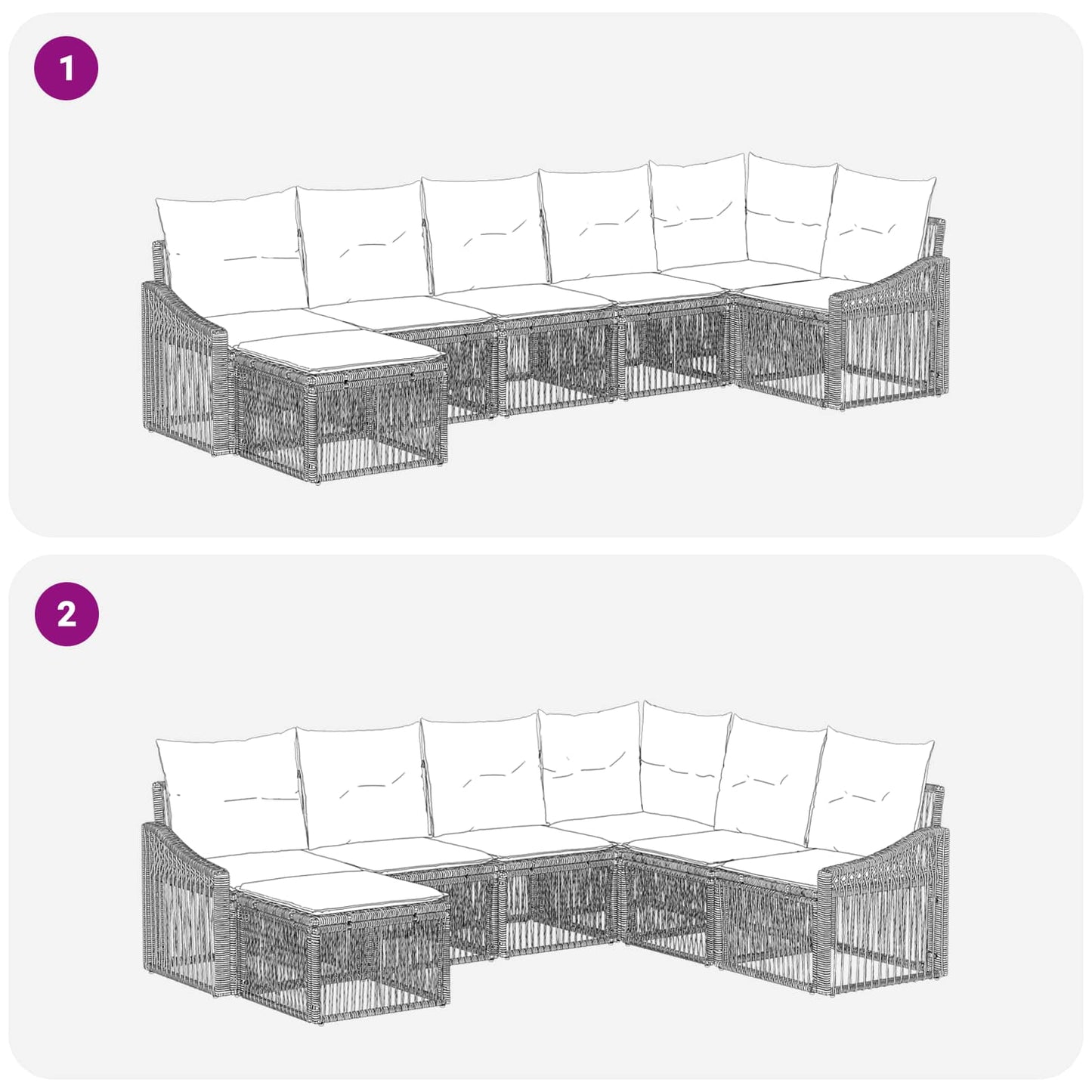 Set Divano da Giardino 7 pcs Beige polyrattan | homemem39