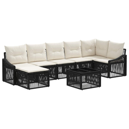 Set Divano da Giardino 8 pcs Nero polyrattan | homemem39