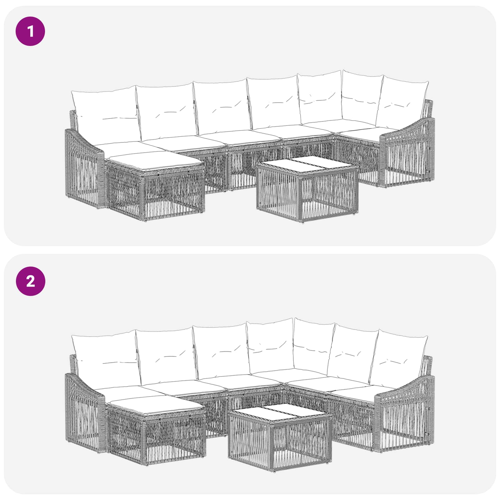 Set Divano da Giardino 8 pcs Nero polyrattan | homemem39