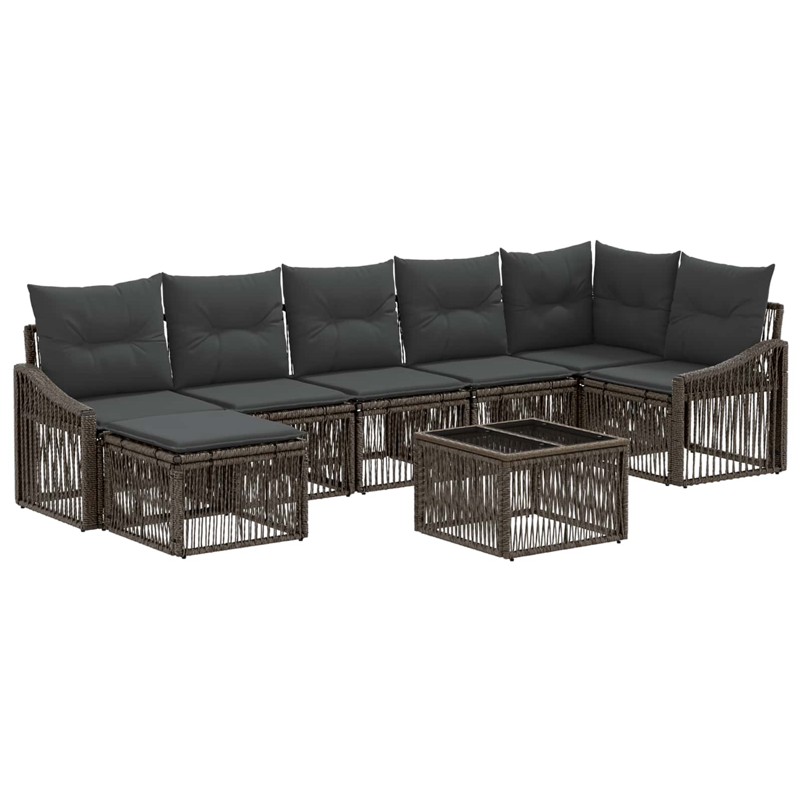 Set Divano da Giardino 8 pcs Grigio polyrattan | homemem39