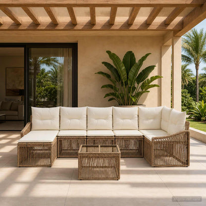 Set Divano da Giardino 8 pcs Beige polyrattan | homemem39