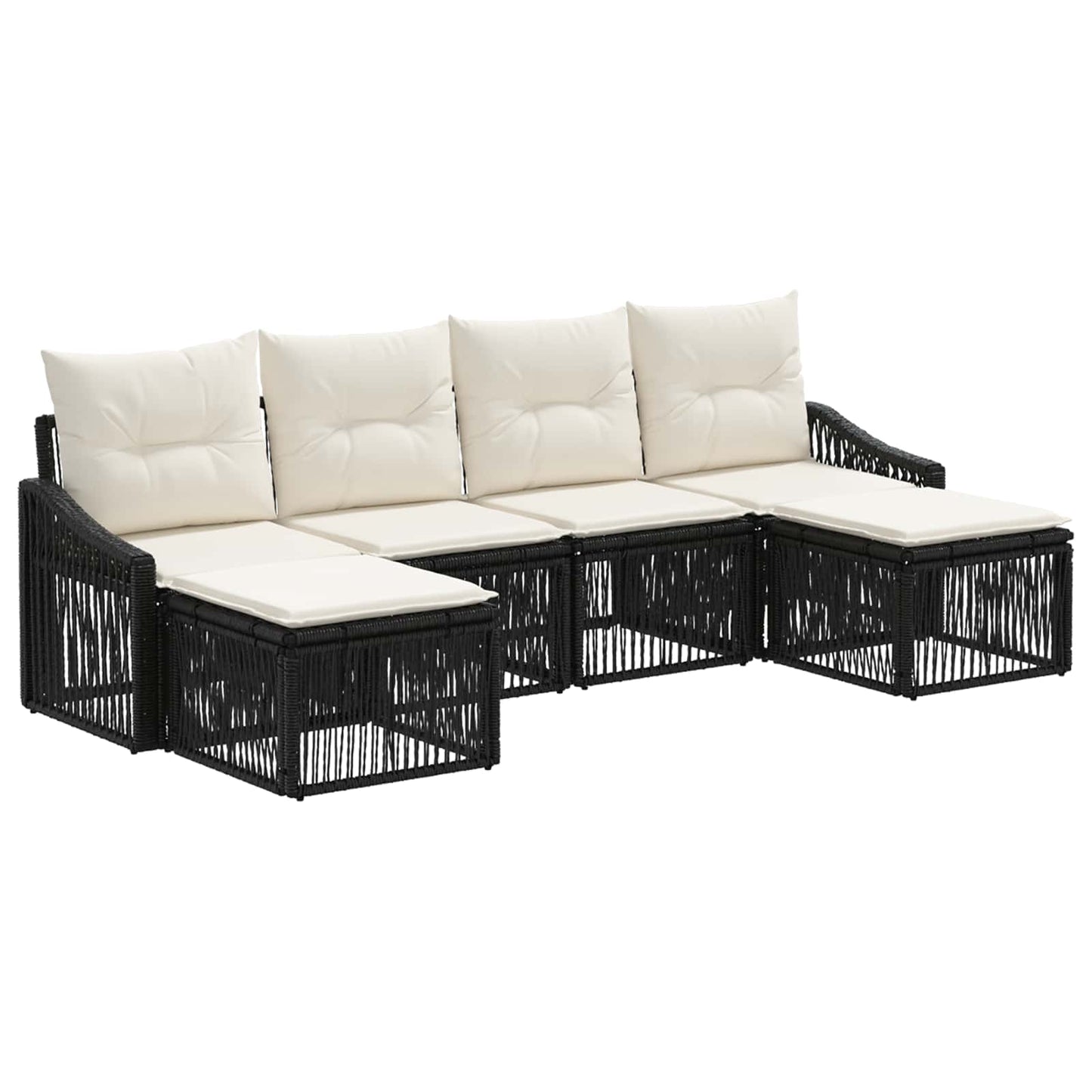 Set Divano da Giardino 6 pcs Nero polyrattan | homemem39
