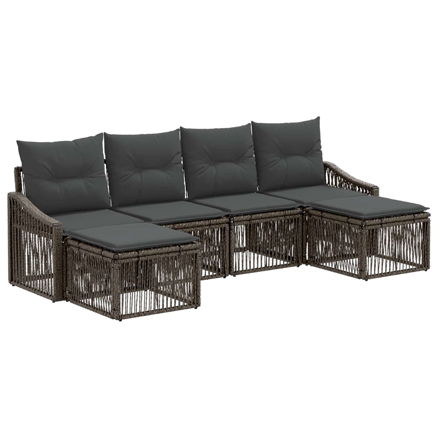 Set Divano da Giardino 6 pcs Grigio polyrattan | homemem39