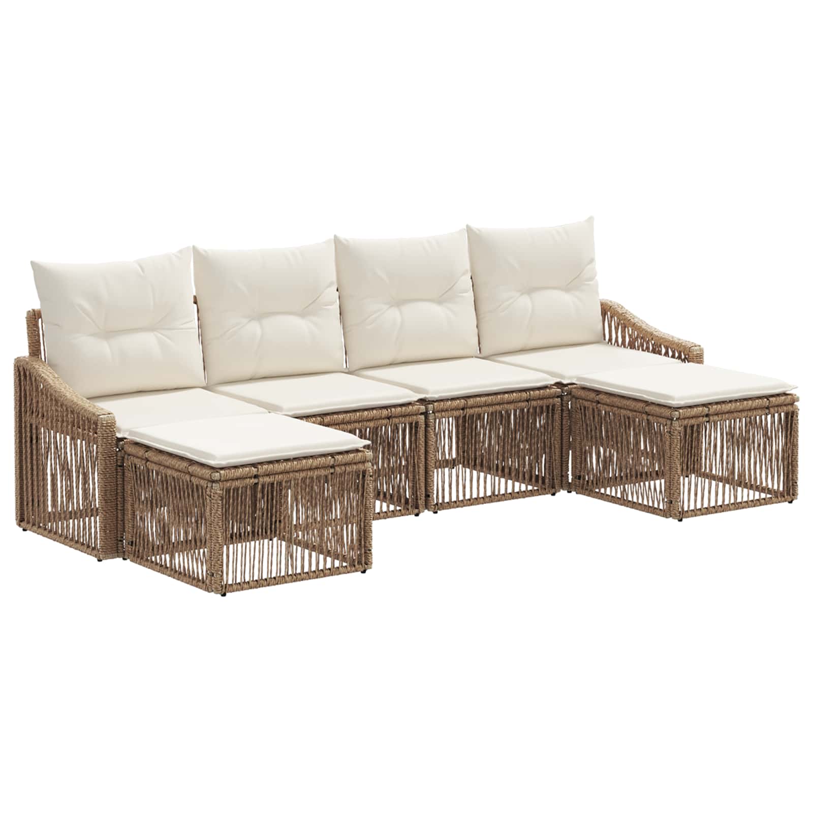 Set Divano da Giardino 6 pcs Beige polyrattan | homemem39