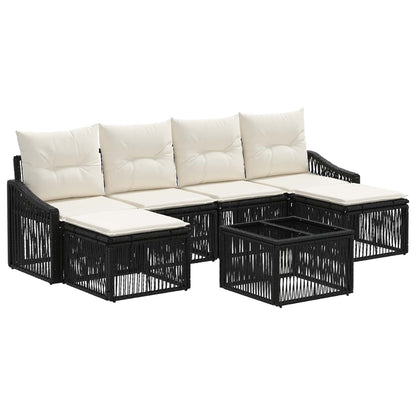 Set Divano da Giardino 7 pcs Nero polyrattan | homemem39